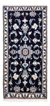 Alfombra persa - Nain - 135 x 66 cm - azul oscuro