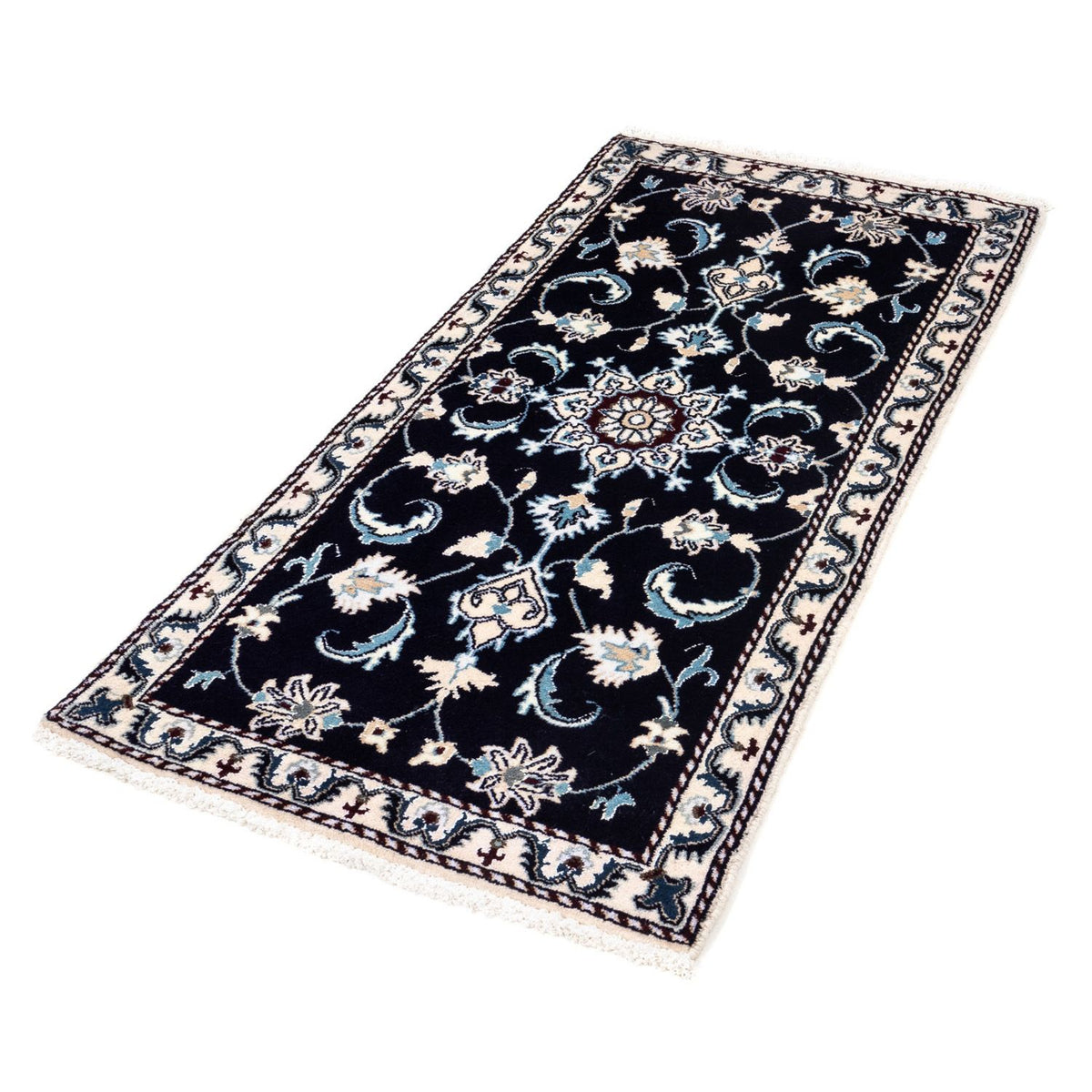 Alfombra persa - Nain - 135 x 66 cm - azul oscuro