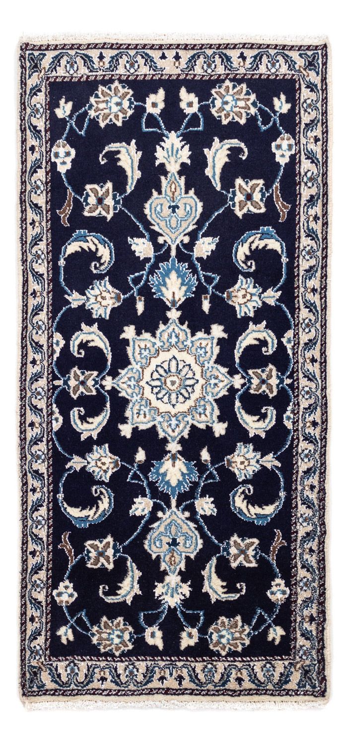 Alfombra persa - Nain - 138 x 68 cm - azul oscuro