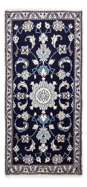 Alfombra persa - Nain - 138 x 68 cm - azul oscuro