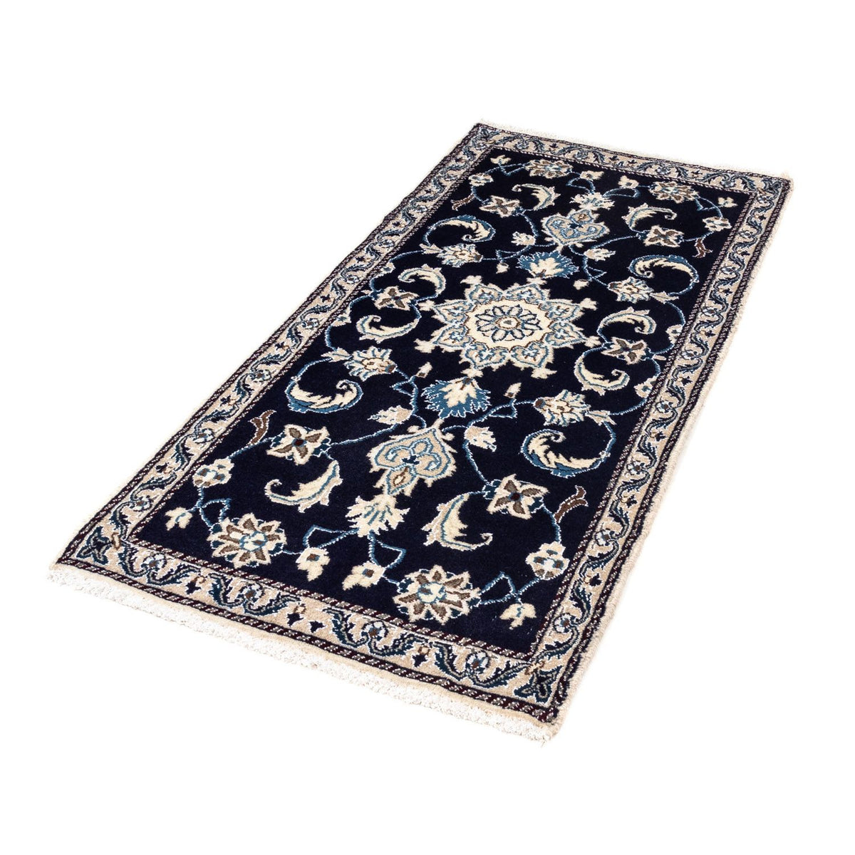 Alfombra persa - Nain - 138 x 68 cm - azul oscuro
