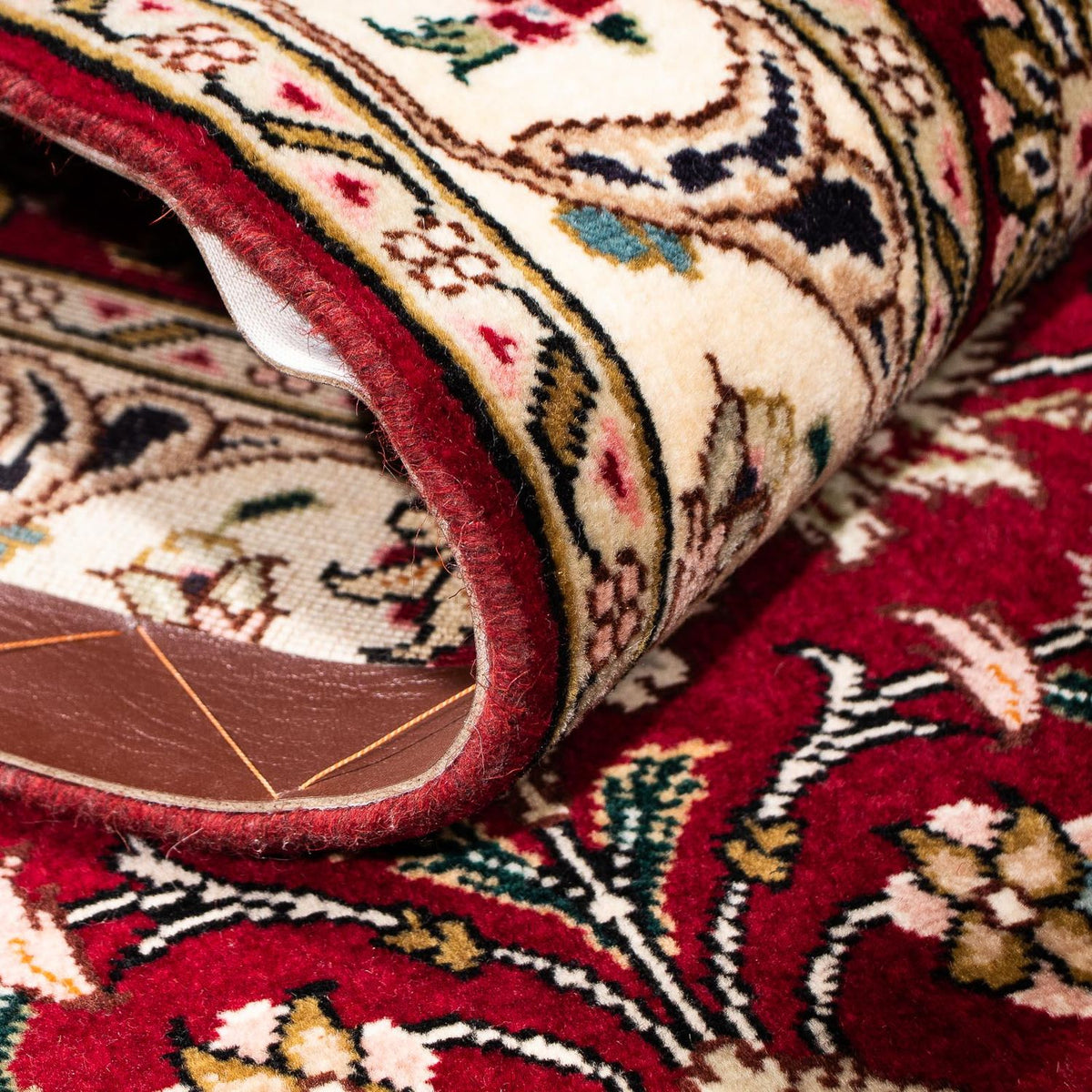 Alfombra de pasillo Alfombra Persa - Tabriz - Real - 295 x 77 cm - rojo oscuro