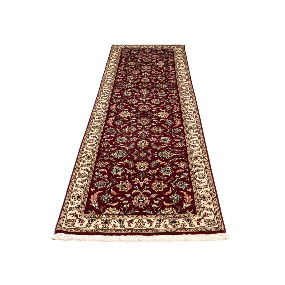 Alfombra de pasillo Alfombra Persa - Tabriz - Real - 295 x 77 cm - rojo oscuro