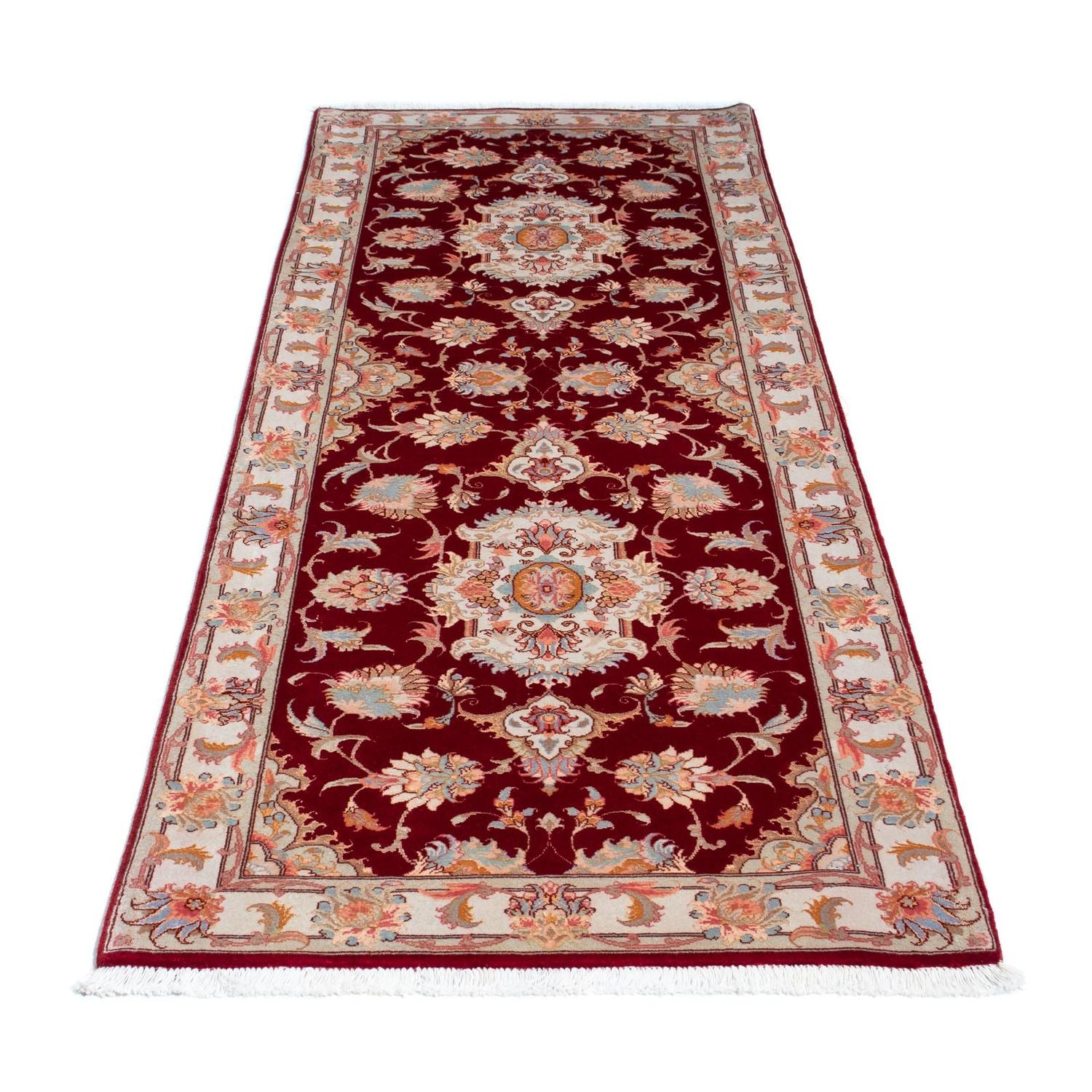 Alfombra de pasillo Alfombra Persa - Tabriz - Real - 208 x 80 cm - rojo oscuro