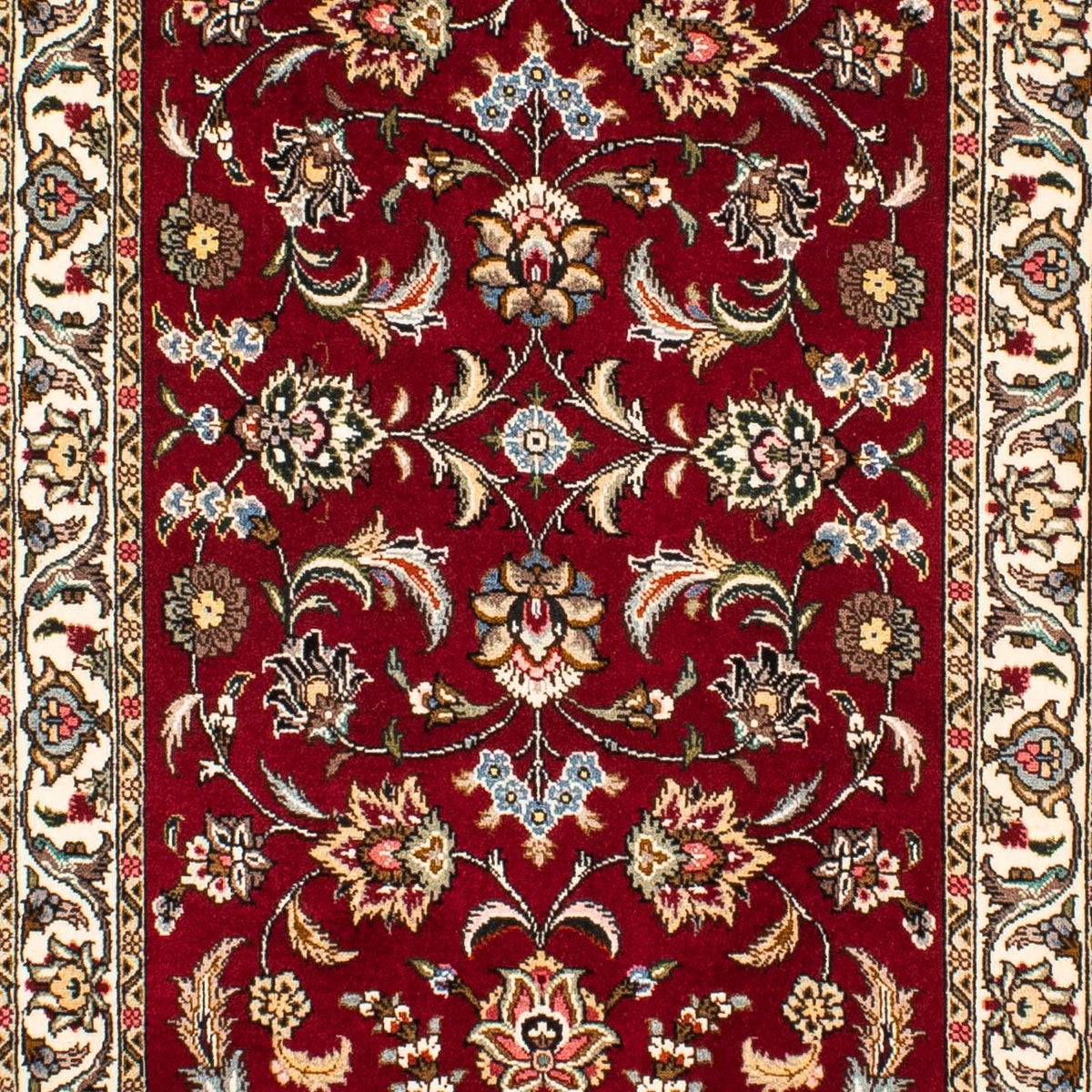 Alfombra de pasillo Alfombra Persa - Tabriz - Real - 312 x 77 cm - rojo oscuro