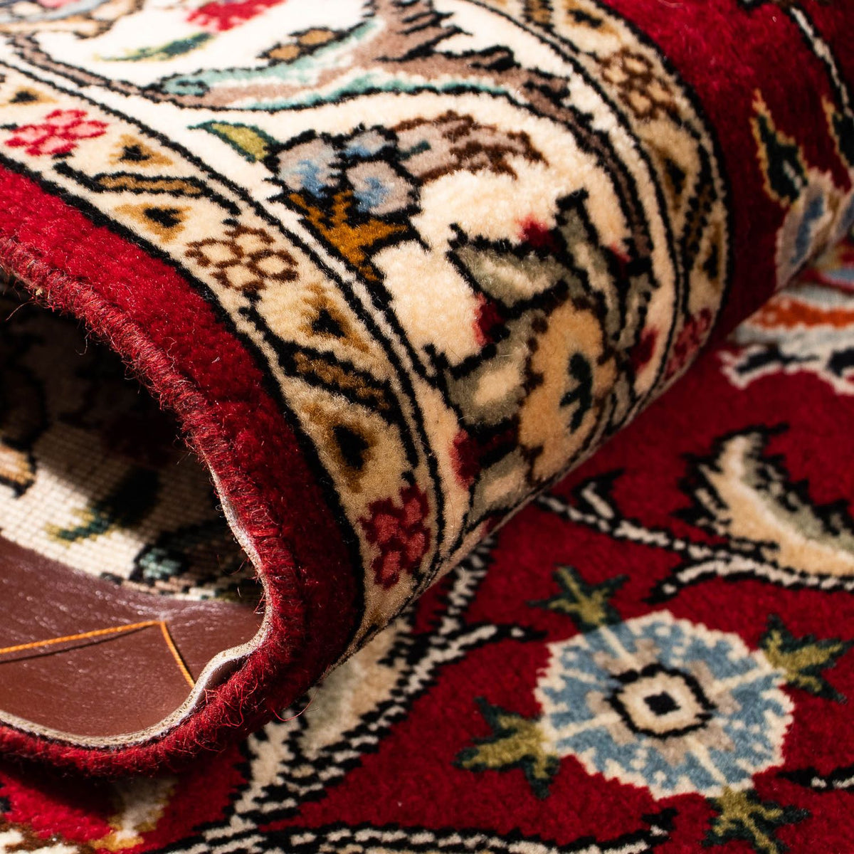 Alfombra de pasillo Alfombra Persa - Tabriz - Real - 312 x 77 cm - rojo oscuro