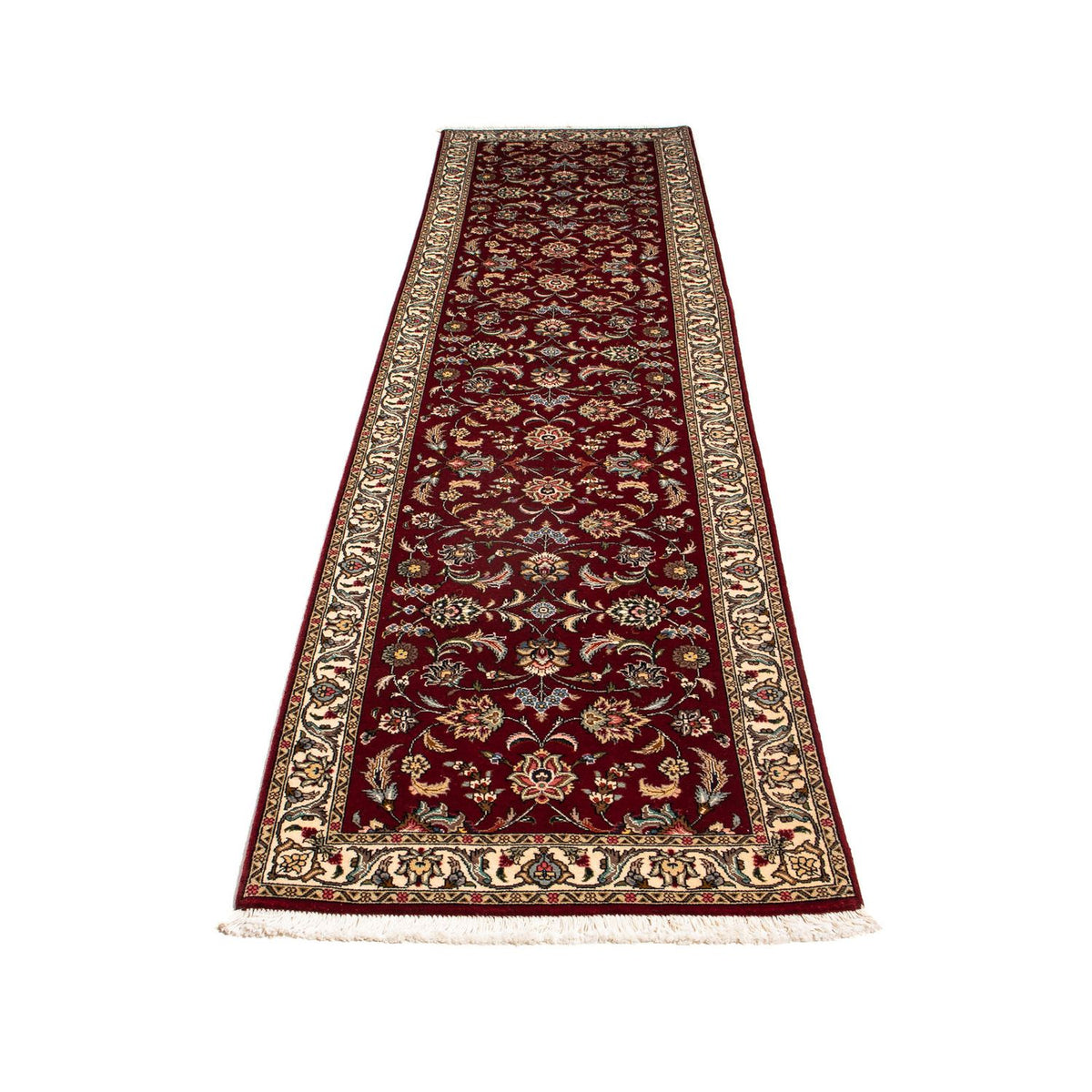 Alfombra de pasillo Alfombra Persa - Tabriz - Real - 312 x 77 cm - rojo oscuro