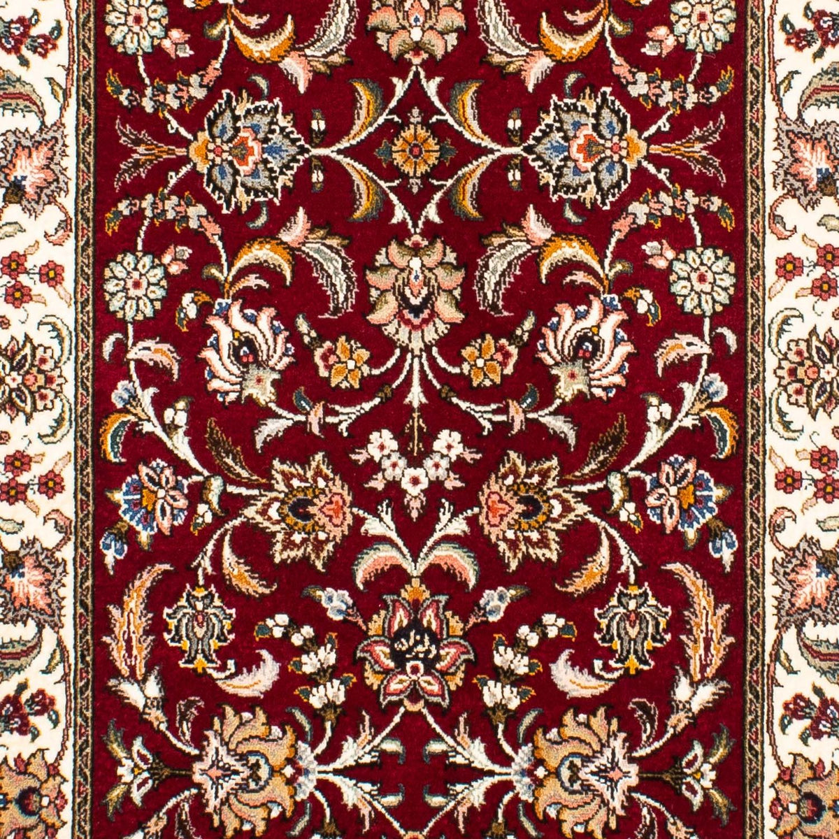 Alfombra de pasillo Alfombra Persa - Tabriz - Real - 322 x 85 cm - rojo oscuro