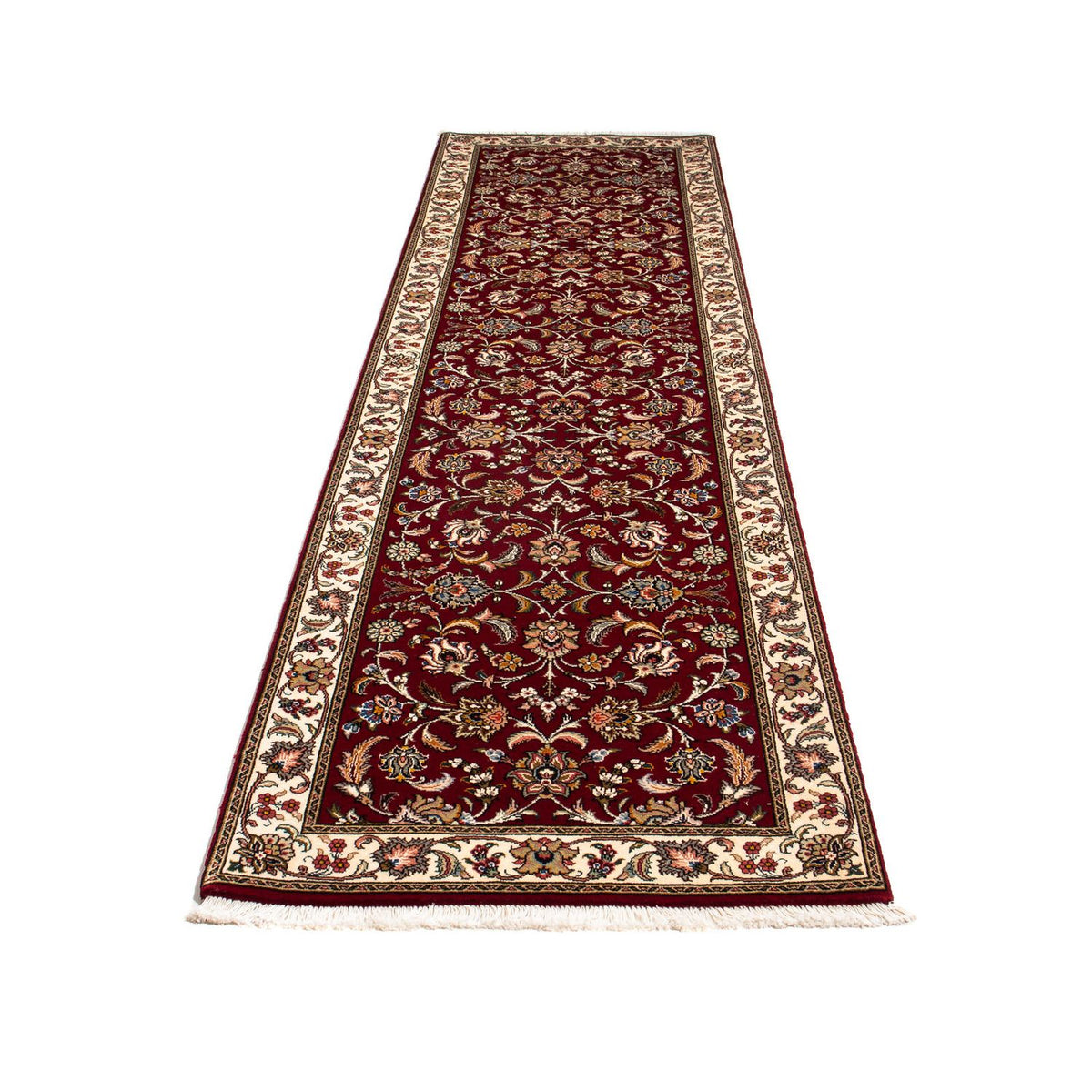 Alfombra de pasillo Alfombra Persa - Tabriz - Real - 322 x 85 cm - rojo oscuro