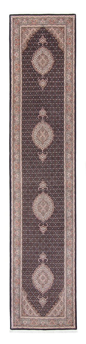 Alfombra de pasillo Alfombra Persa - Tabriz - Real - 391 x 82 cm - azul oscuro