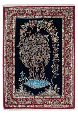 Alfombra persa - Ghom - 230 x 140 cm - azul oscuro