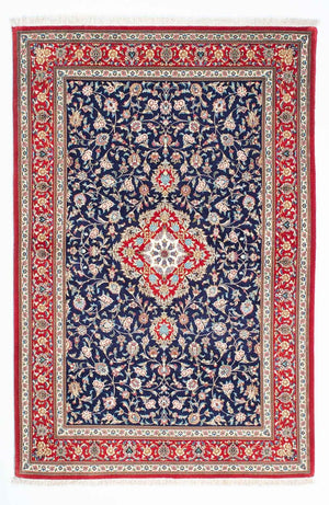 Alfombra persa - Ghom - 200 x 130 cm - azul oscuro