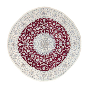 Alfombra persa - Nain redondo  - 310 x 310 cm - rojo oscuro