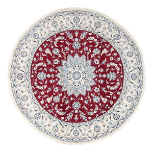 Alfombra persa - Nain redondo  - 247 x 247 cm - rojo oscuro