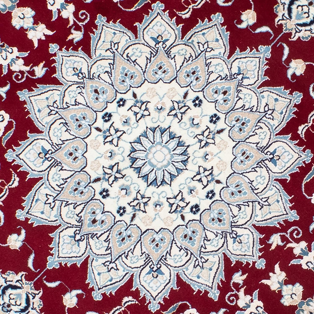 Alfombra persa - Nain redondo  - 252 x 252 cm - rojo oscuro