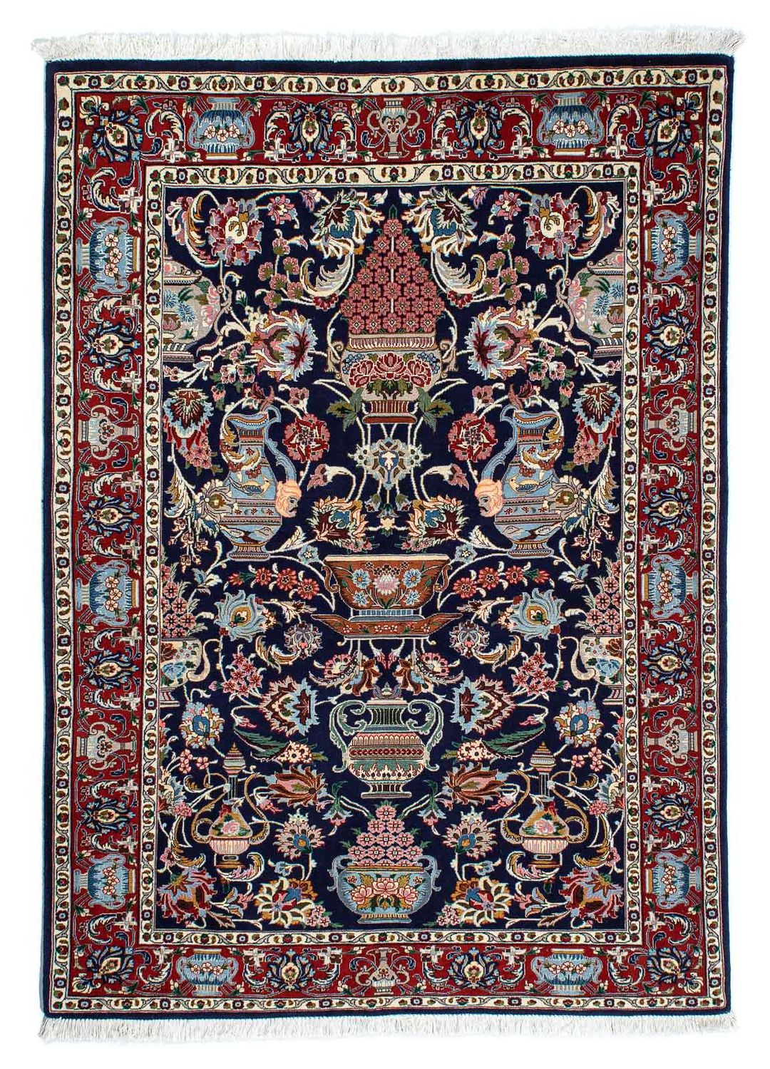 Alfombra persa - Ghom - 188 x 135 cm - azul oscuro