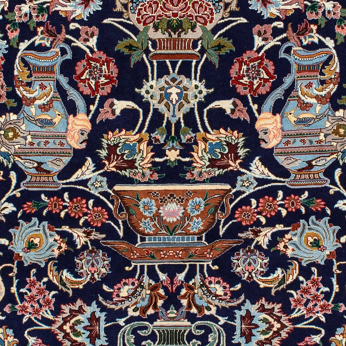 Alfombra persa - Ghom - 188 x 135 cm - azul oscuro