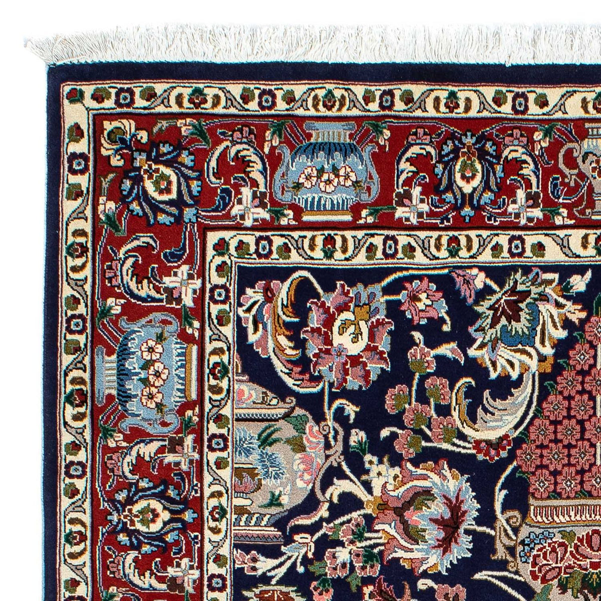 Alfombra persa - Ghom - 188 x 135 cm - azul oscuro