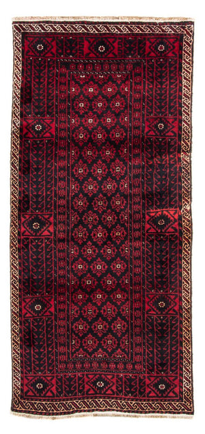 Alfombra de pasillo Alfombra Belutsch - 222 x 110 cm - rojo oscuro