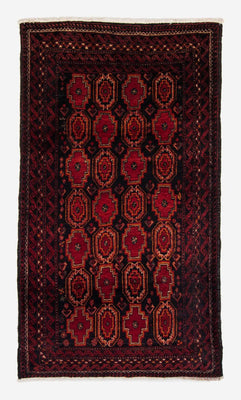 Alfombra de pasillo Alfombra Belutsch - 185 x 110 cm - rojo oscuro