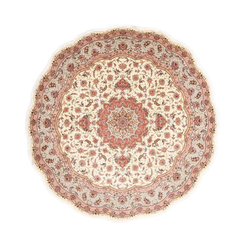 Alfombra Persa - Tabriz - Real redondo  - 250 x 250 cm - beige