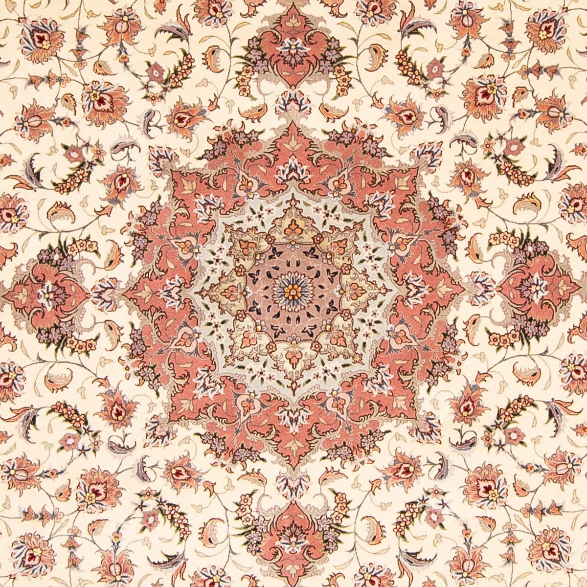 Alfombra Persa - Tabriz - Real redondo  - 250 x 250 cm - beige