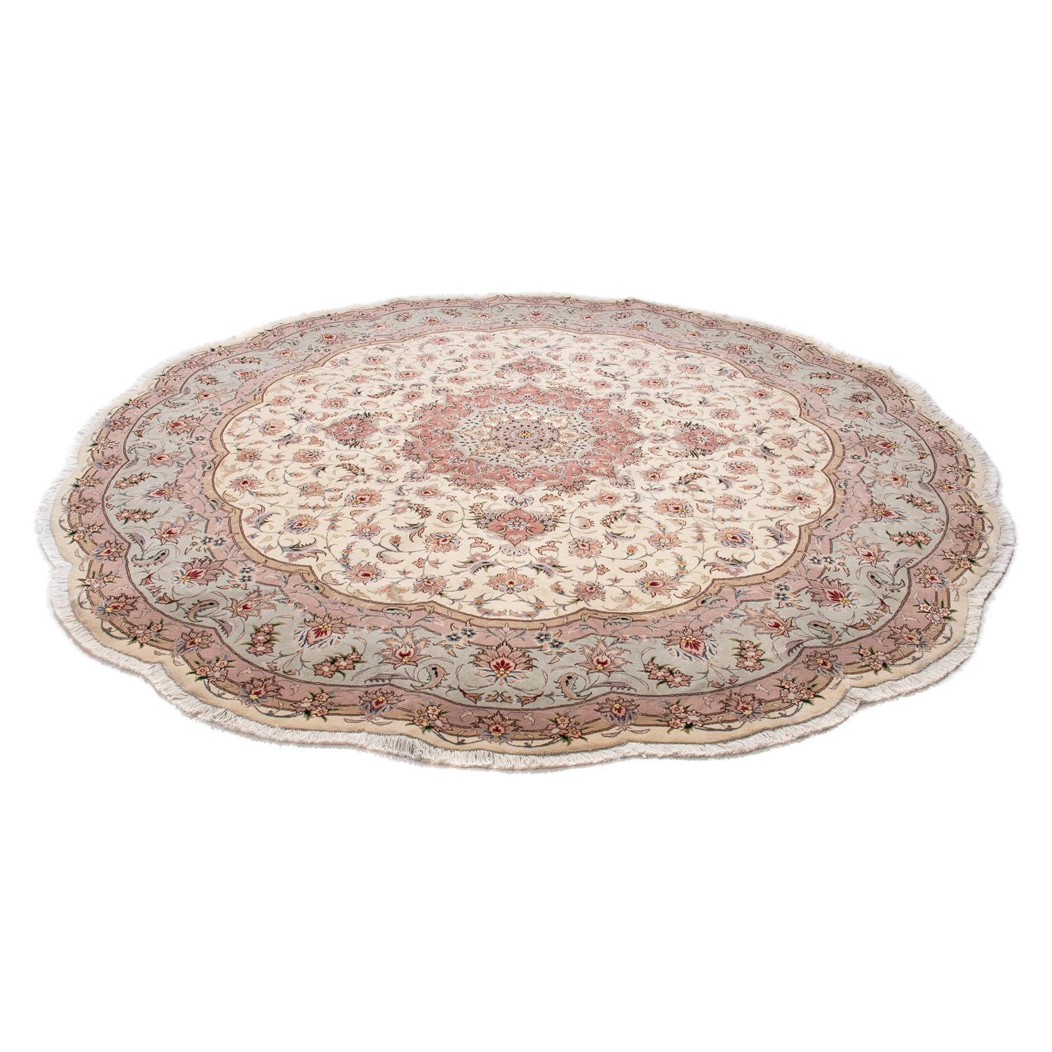 Alfombra Persa - Tabriz - Real redondo  - 250 x 250 cm - beige