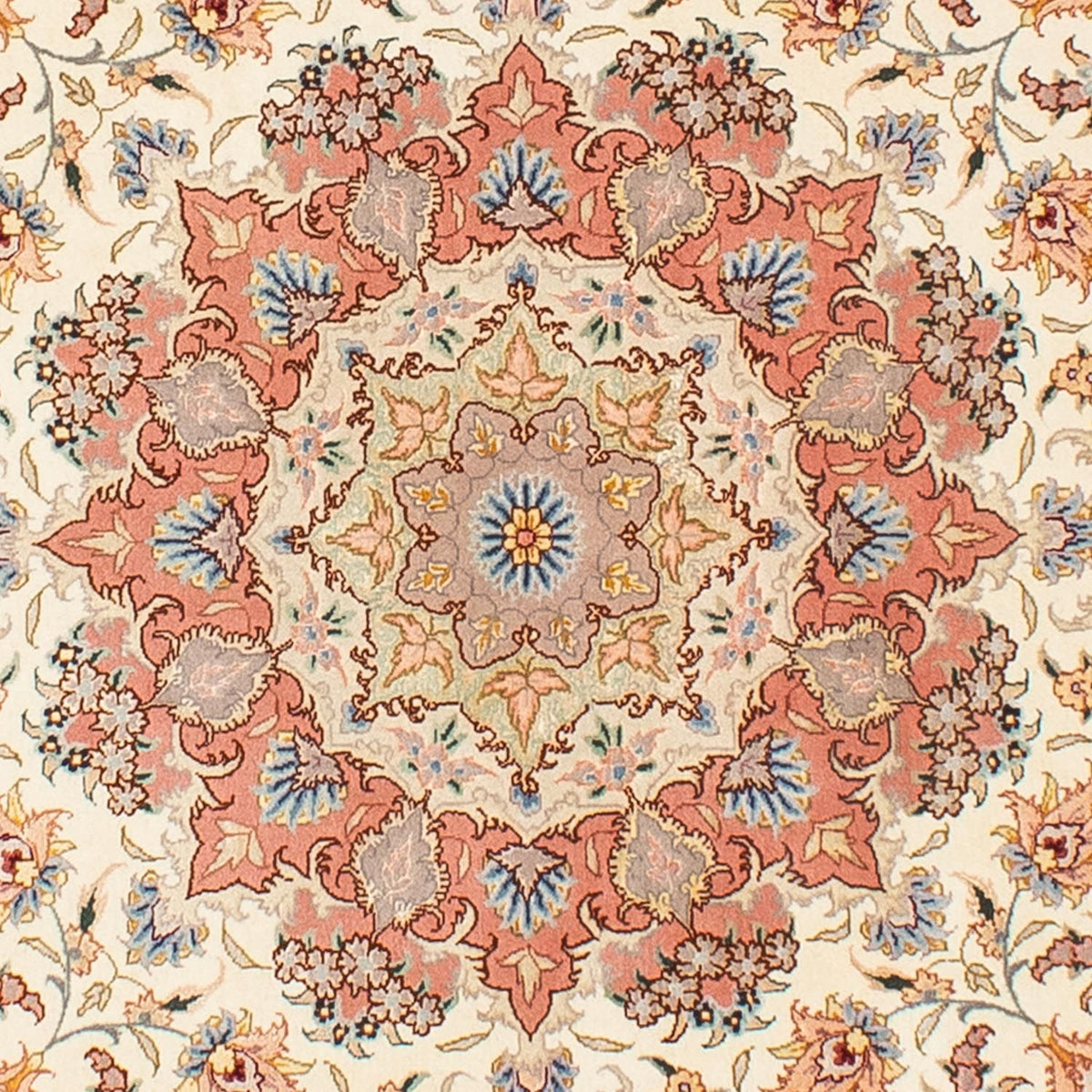 Alfombra Persa - Tabriz - Real redondo  - 194 x 194 cm - beige