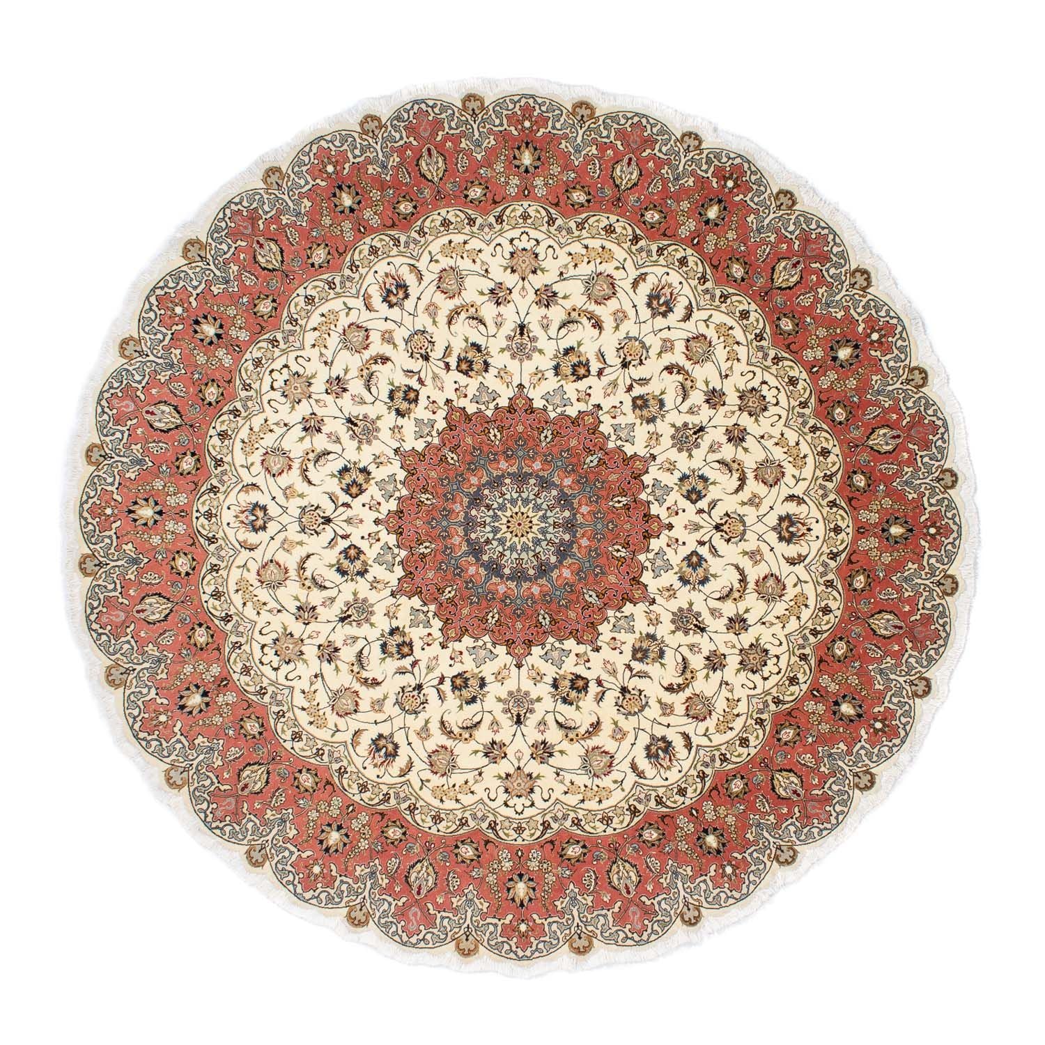 Alfombra Persa - Tabriz - Real redondo  - 242 x 242 cm - beige