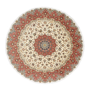 Alfombra Persa - Tabriz - Real redondo  - 242 x 242 cm - beige