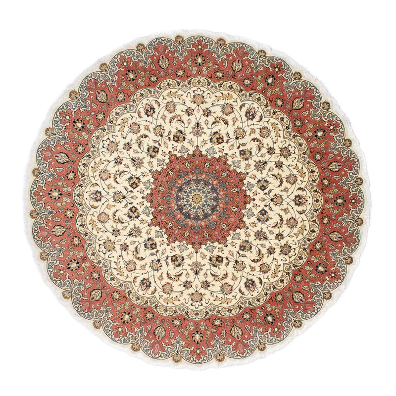 Alfombra Persa - Tabriz - Real redondo  - 242 x 242 cm - beige