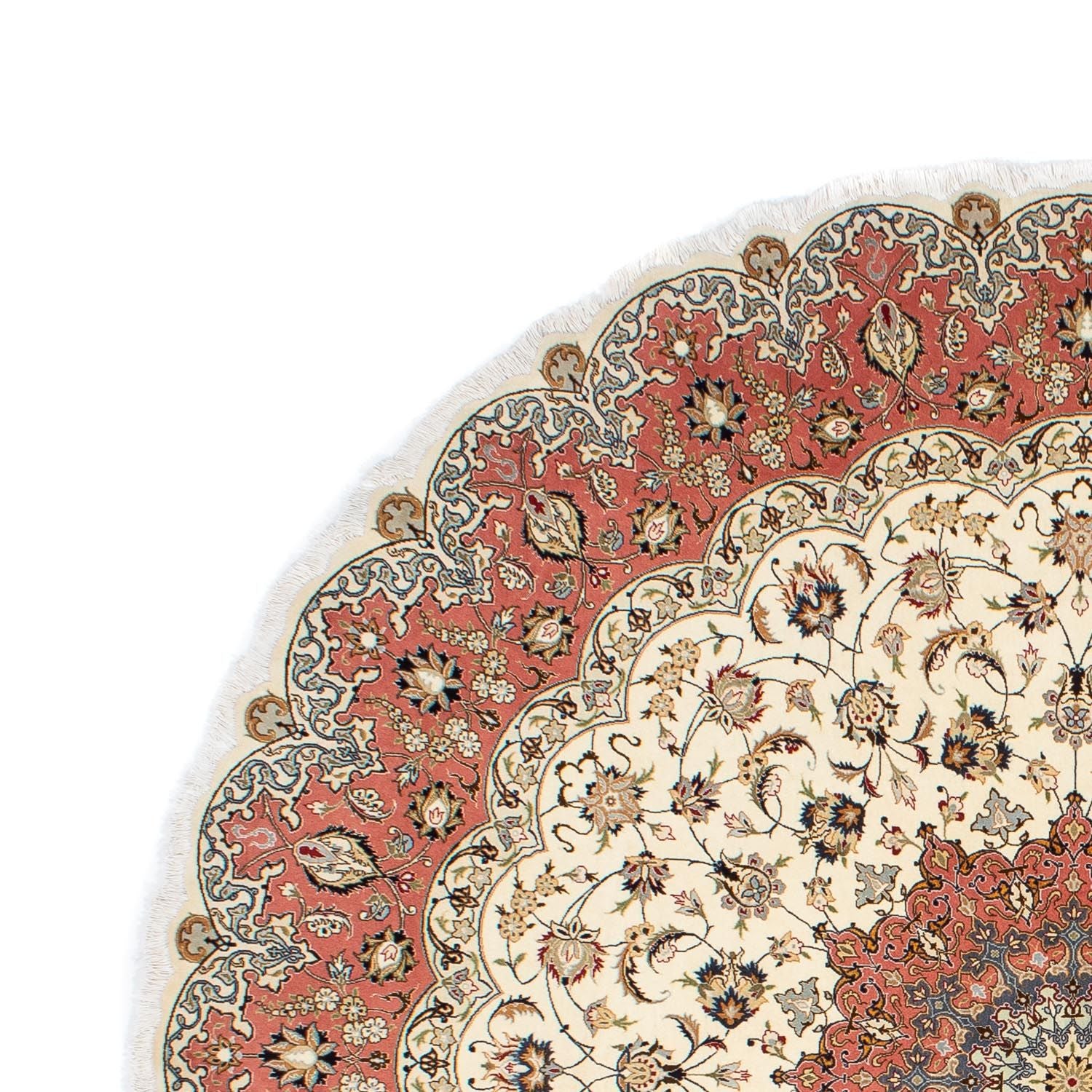 Alfombra Persa - Tabriz - Real redondo  - 242 x 242 cm - beige