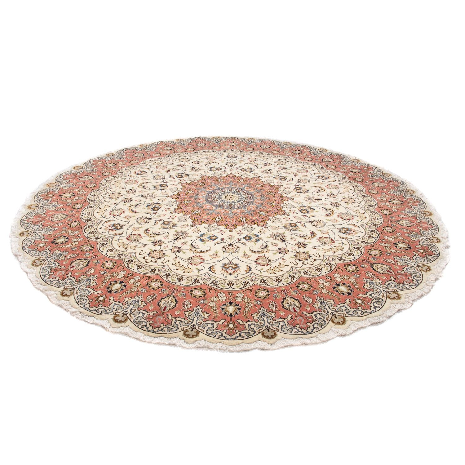 Alfombra Persa - Tabriz - Real redondo  - 242 x 242 cm - beige