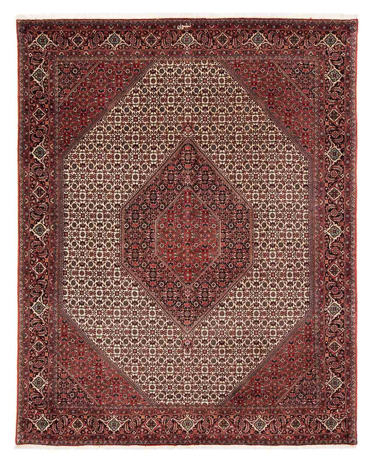 Alfombra persa - Bidjar - 254 x 203 cm - rojo oscuro