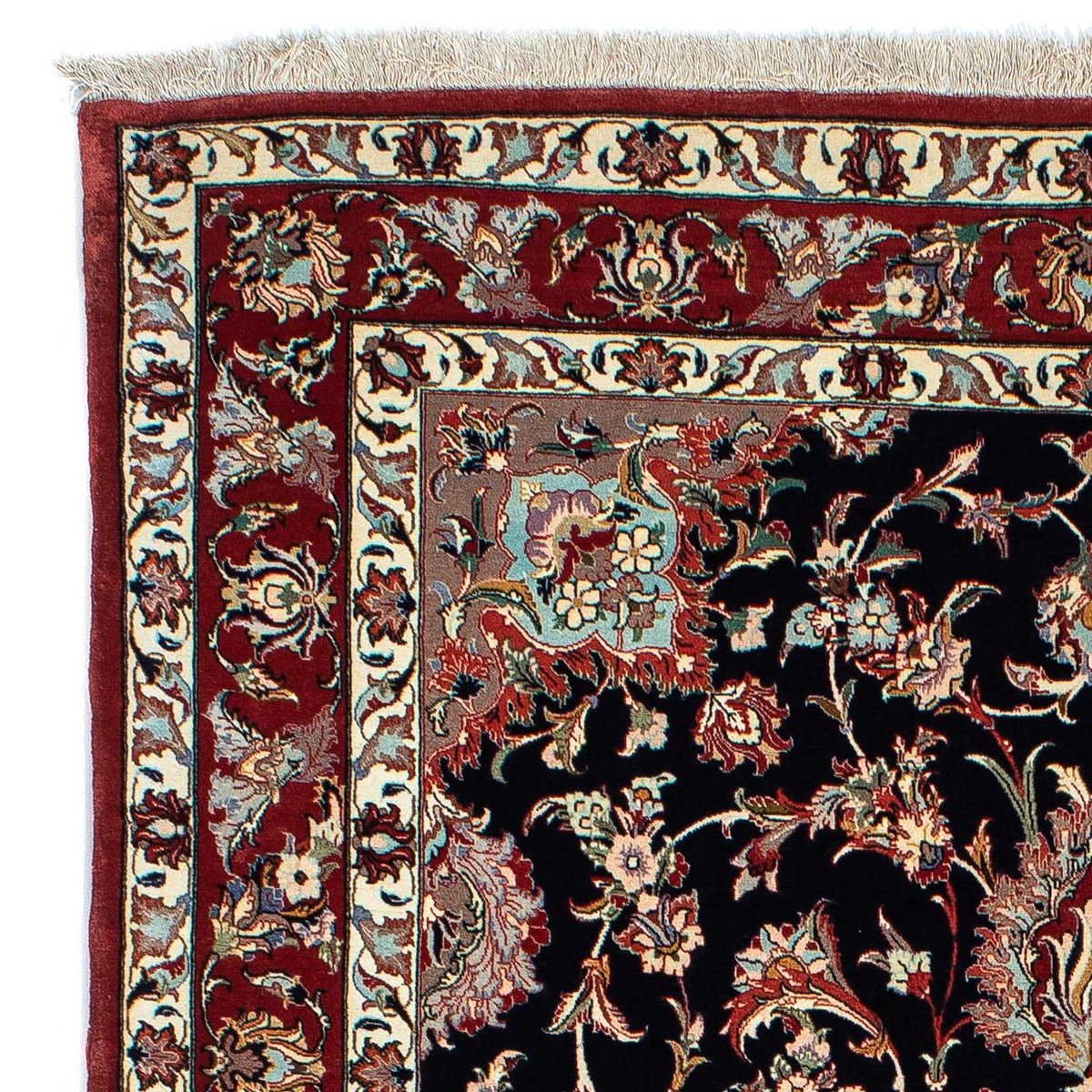 Alfombra persa - Ghom - 201 x 138 cm - azul oscuro