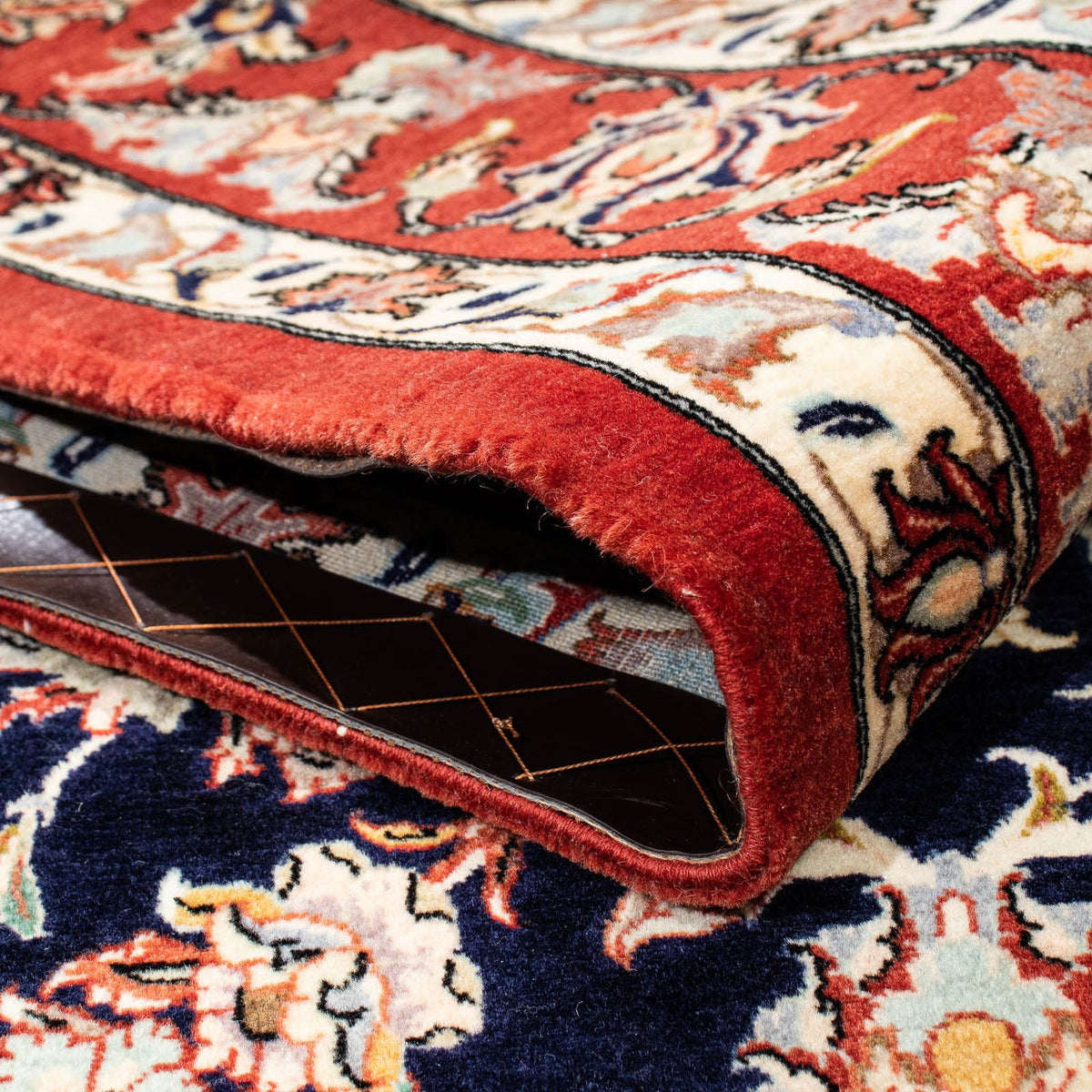 Alfombra persa - Ghom - 201 x 138 cm - azul oscuro