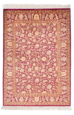 Alfombra persa - Ghom - 146 x 100 cm - rojo oscuro