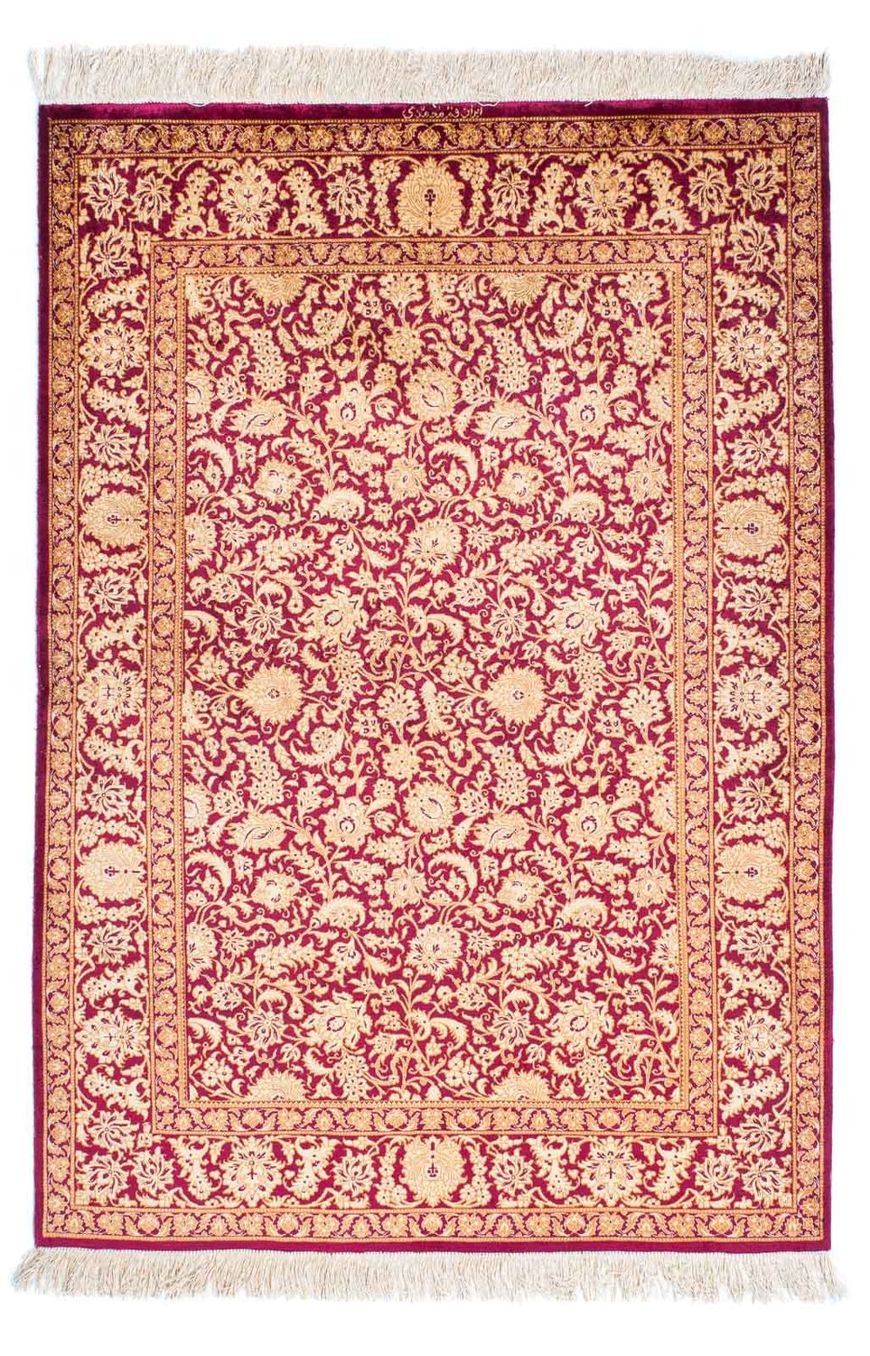 Alfombra persa - Ghom - 146 x 100 cm - rojo oscuro