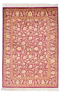 Alfombra persa - Ghom - 146 x 100 cm - rojo oscuro
