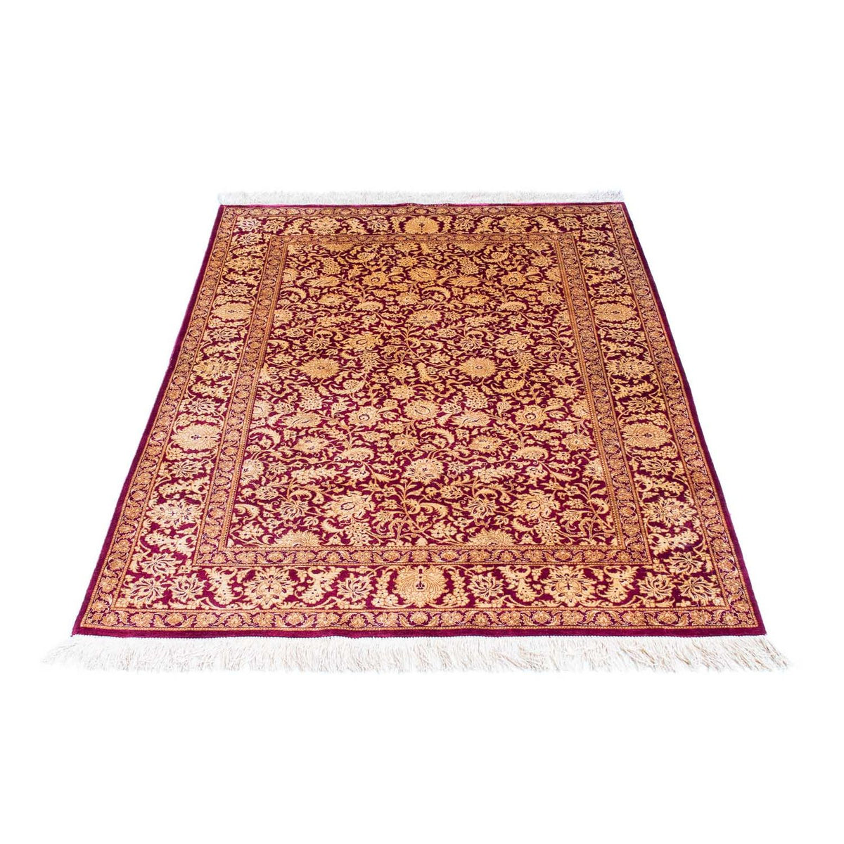 Alfombra persa - Ghom - 146 x 100 cm - rojo oscuro