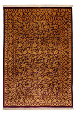 Alfombra de seda - Ghom Seda - Prima - 216 x 132 cm - azul oscuro