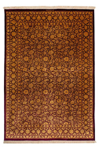 Alfombra de seda - Ghom Seda - Prima - 216 x 132 cm - azul oscuro