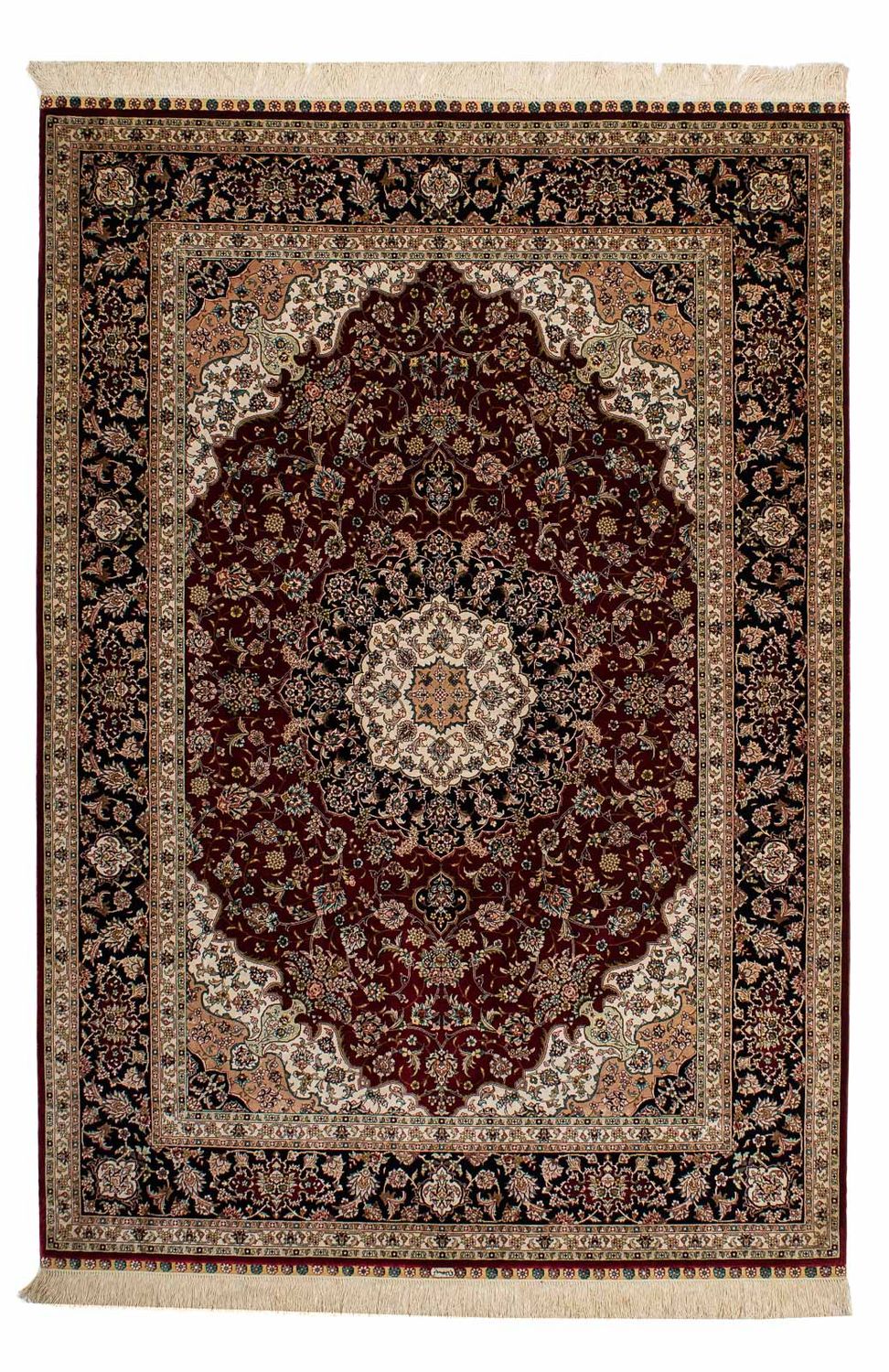 Alfombra persa - Ghom - 197 x 133 cm - rojo oscuro