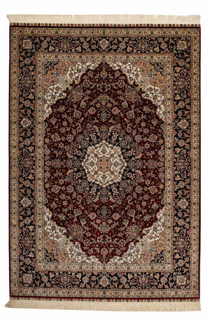 Alfombra persa - Ghom - 197 x 133 cm - rojo oscuro