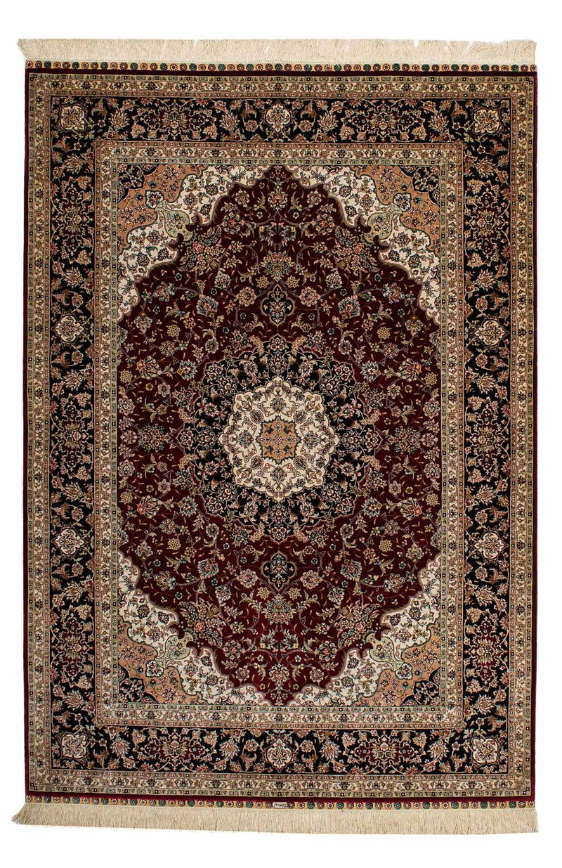 Alfombra persa - Ghom - 197 x 133 cm - rojo oscuro