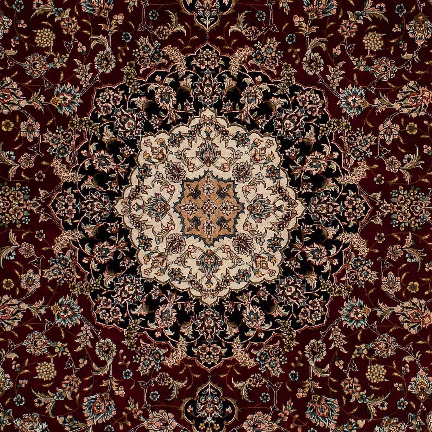 Alfombra persa - Ghom - 197 x 133 cm - rojo oscuro