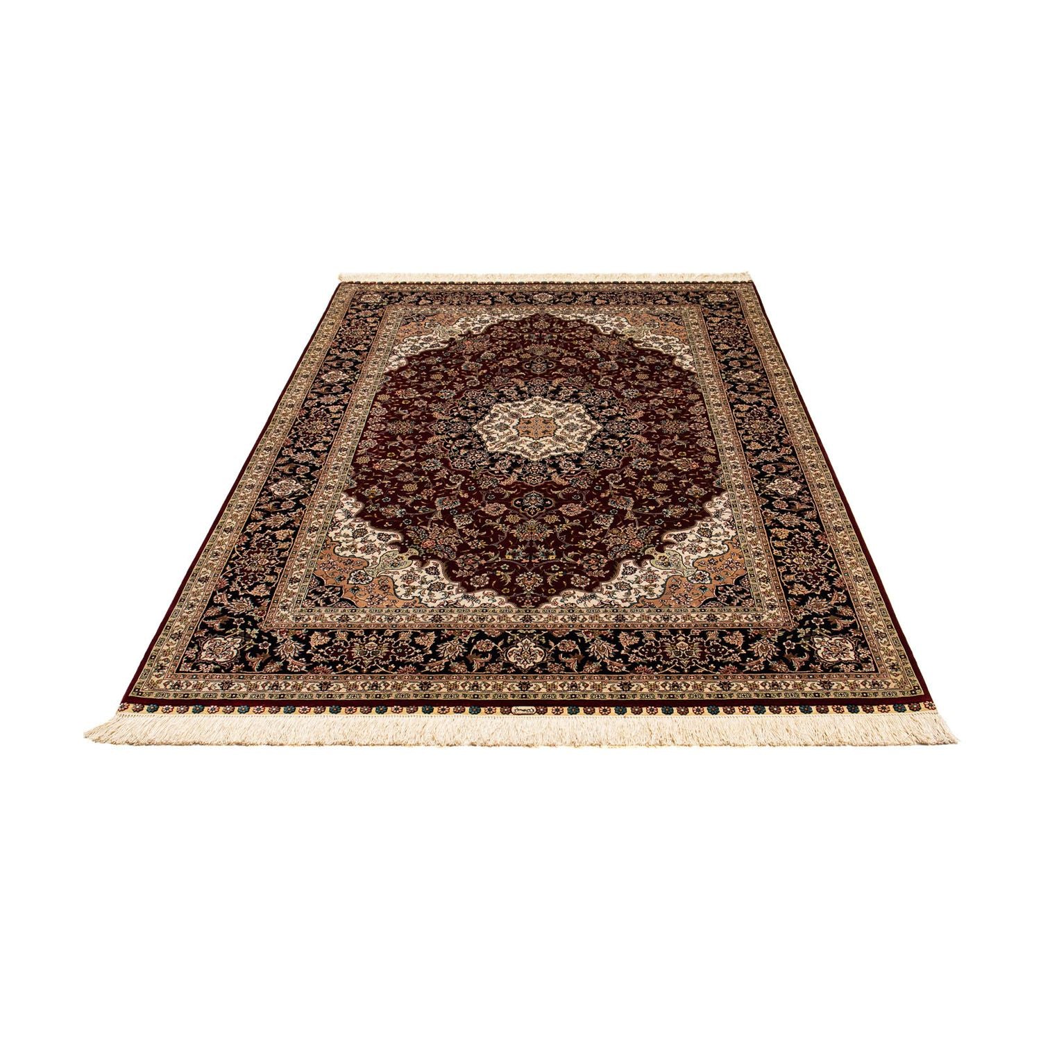 Alfombra persa - Ghom - 197 x 133 cm - rojo oscuro