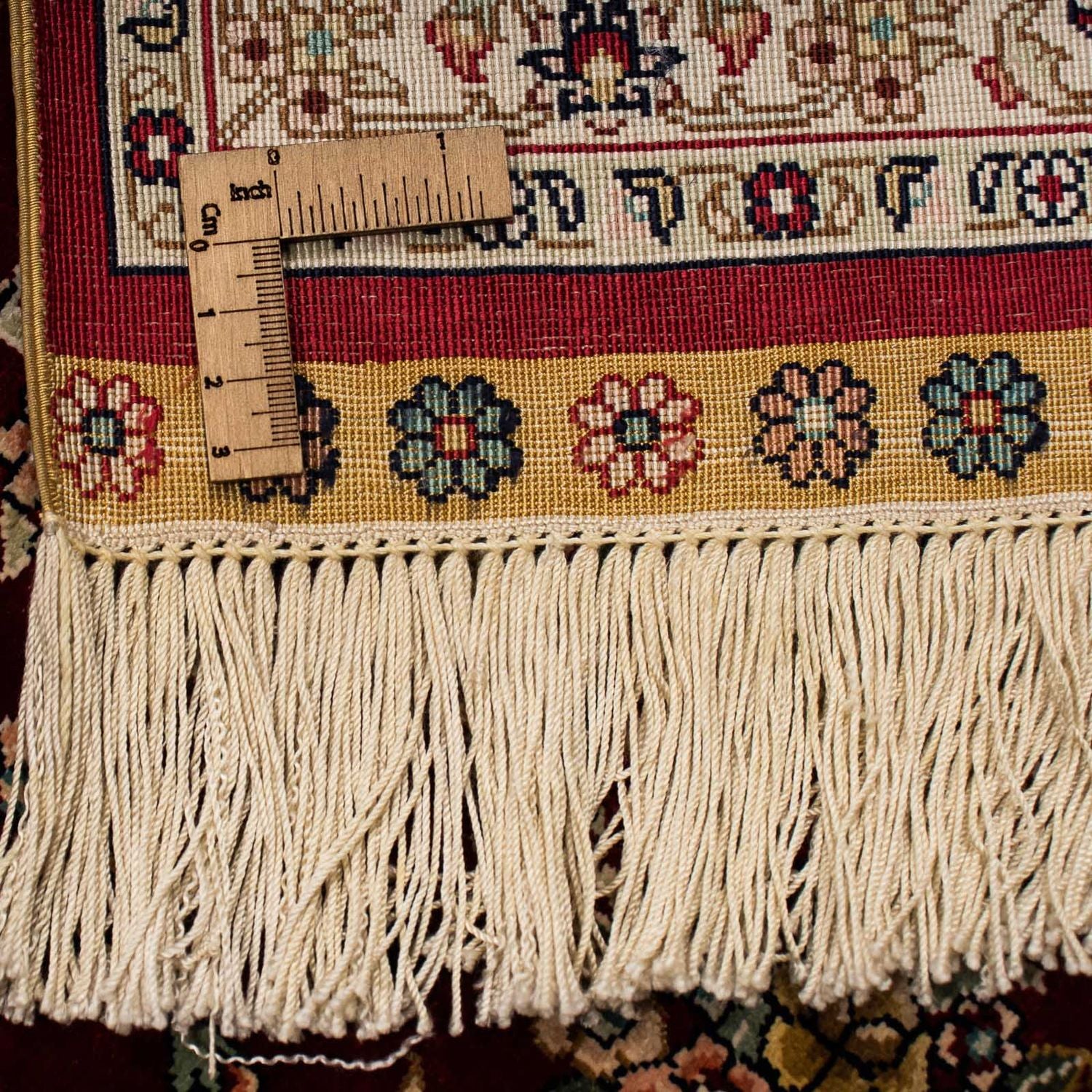 Alfombra persa - Ghom - 197 x 133 cm - rojo oscuro