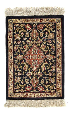 Alfombra de seda - Ghom Seda - Prima - 42 x 28 cm - azul oscuro