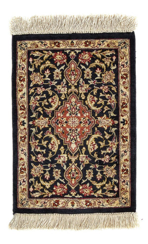 Alfombra de seda - Ghom Seda - Prima - 42 x 28 cm - azul oscuro